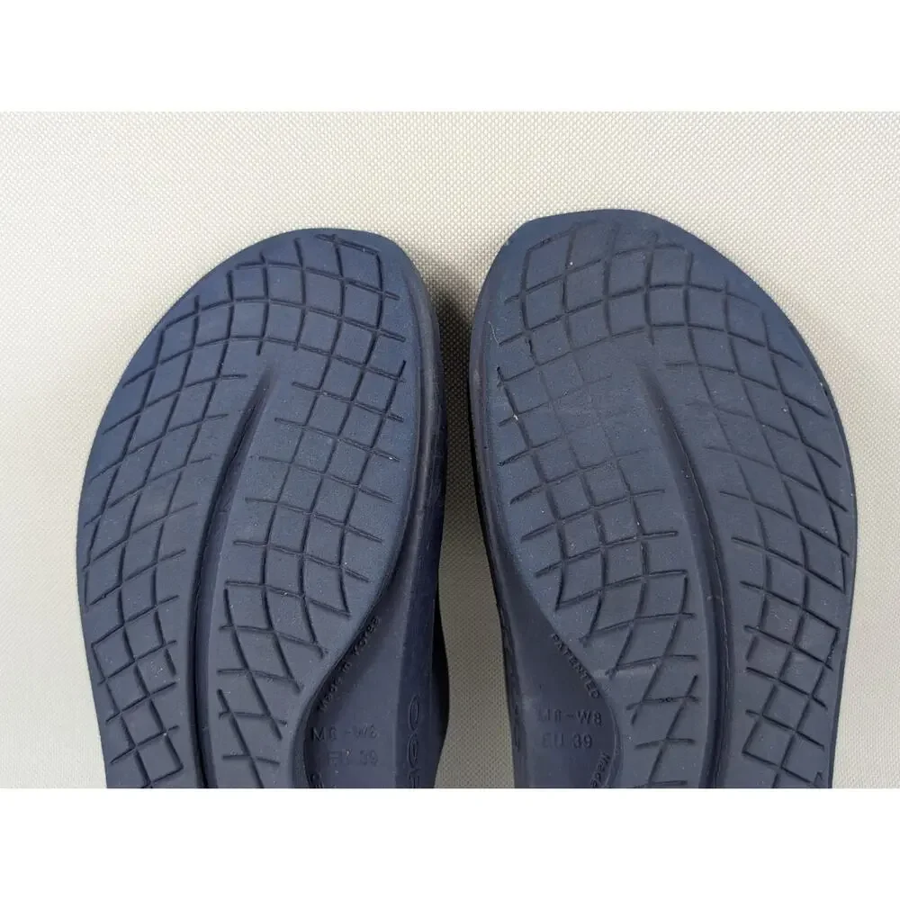 Oofos Ooah Men's 6 Womens 8 Navy Slide Sandal Comfort Slip-On Summer Slippers